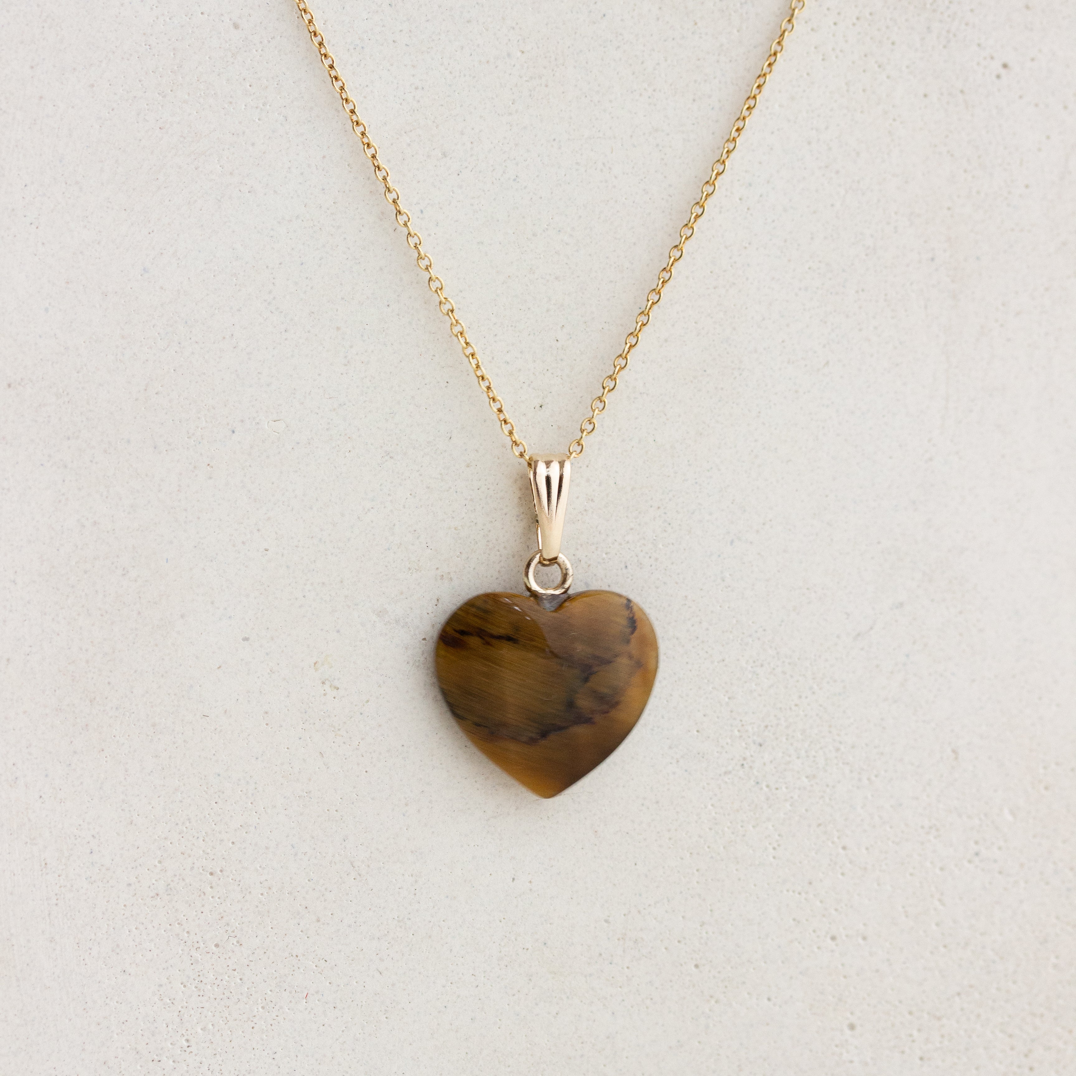 Tiger Eye Heart Necklace | Curated Fine Vintage Jewellery