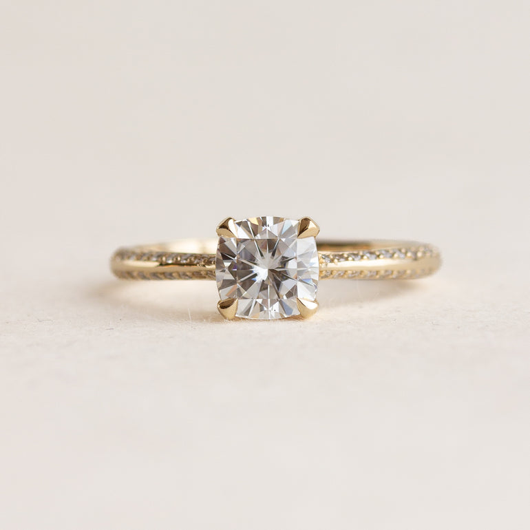 White Stone Cushion Engagement Ring