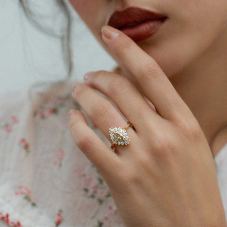 Marquise Diamond Halo Engagement Ring