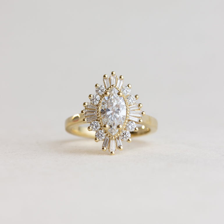 Marquise Diamond Halo Engagement Ring