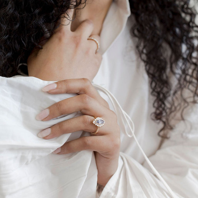 Marquise Sapphire Halo Engagement Ring