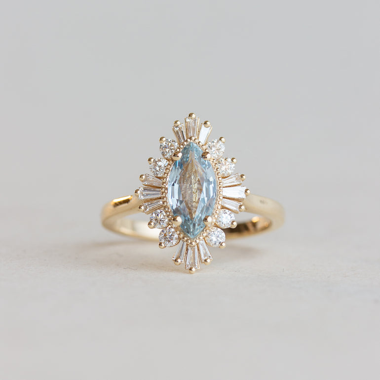 Marquise Sapphire Halo Engagement Ring