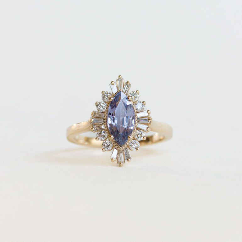 Marquise Sapphire Halo Engagement Ring