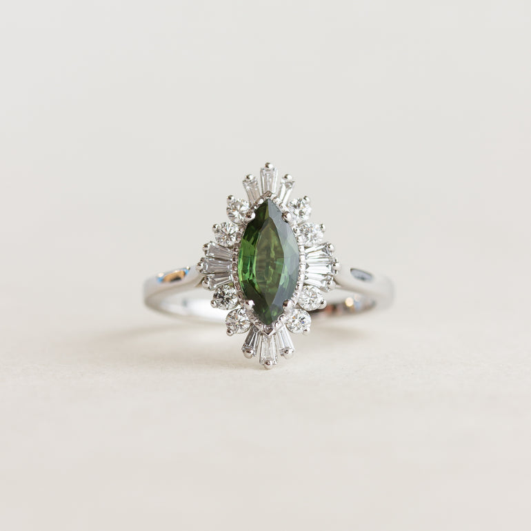 Marquise Sapphire Halo Engagement Ring