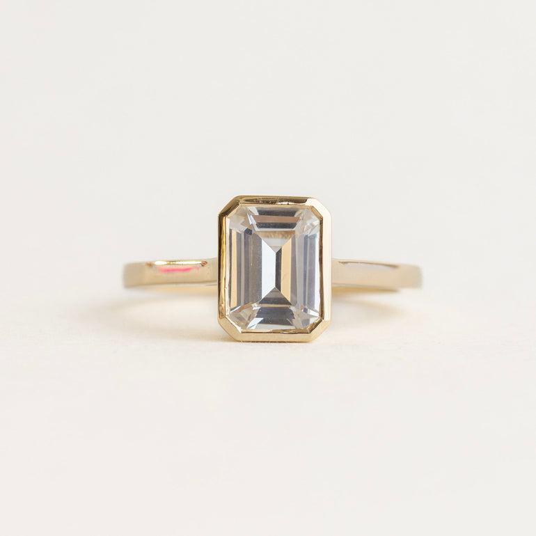 Step Cut Diamond Bezel Engagement Ring