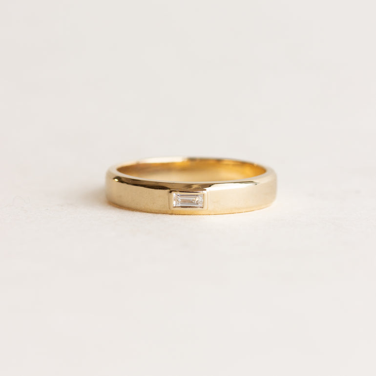 Aris baguette bezel flush set wedding band