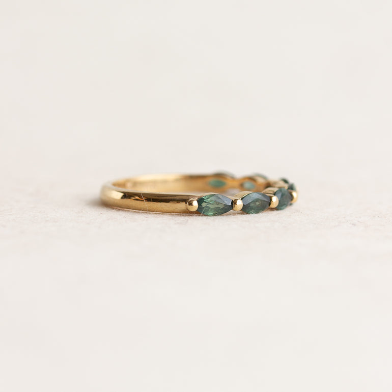 Green Sapphire Marquise Wedding Band