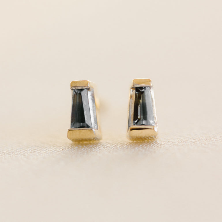 baguette stud sapphire earrings
