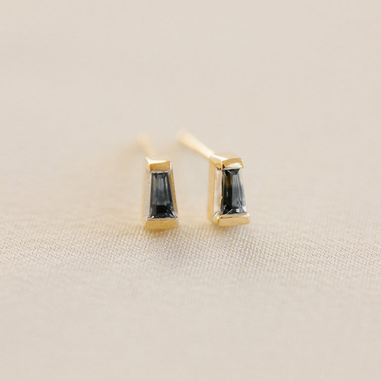 baguette sapphire stud earrings