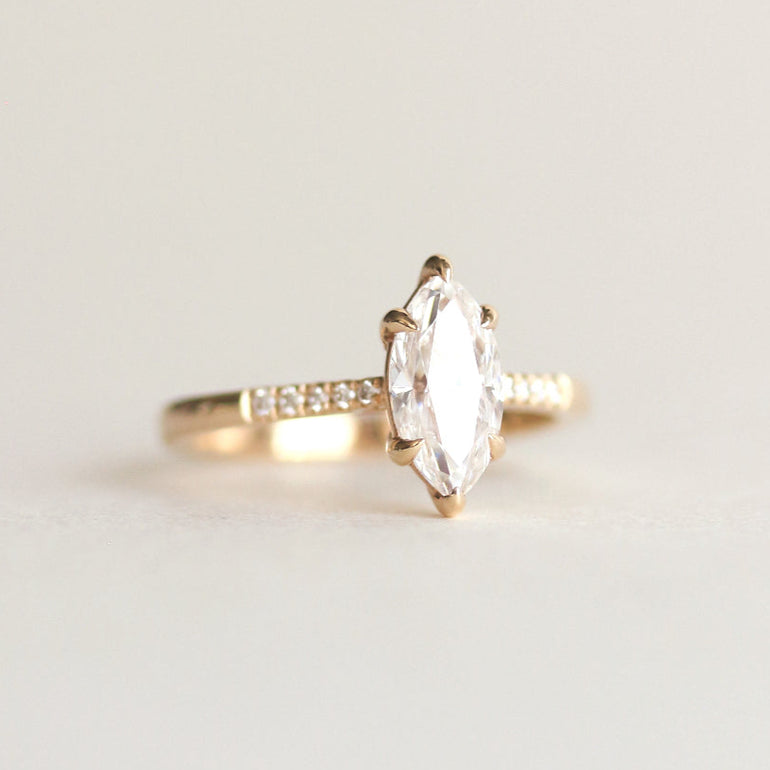 White Stone Marquise Pave Engagement Ring