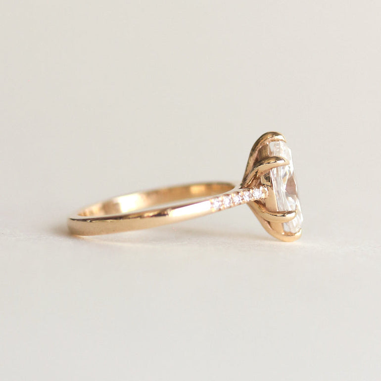 White Stone Marquise Pave Engagement Ring