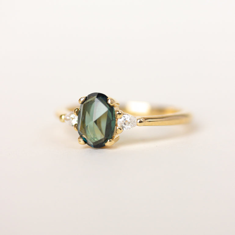Oval Sapphire Engagement Ring With Pear Side Stones