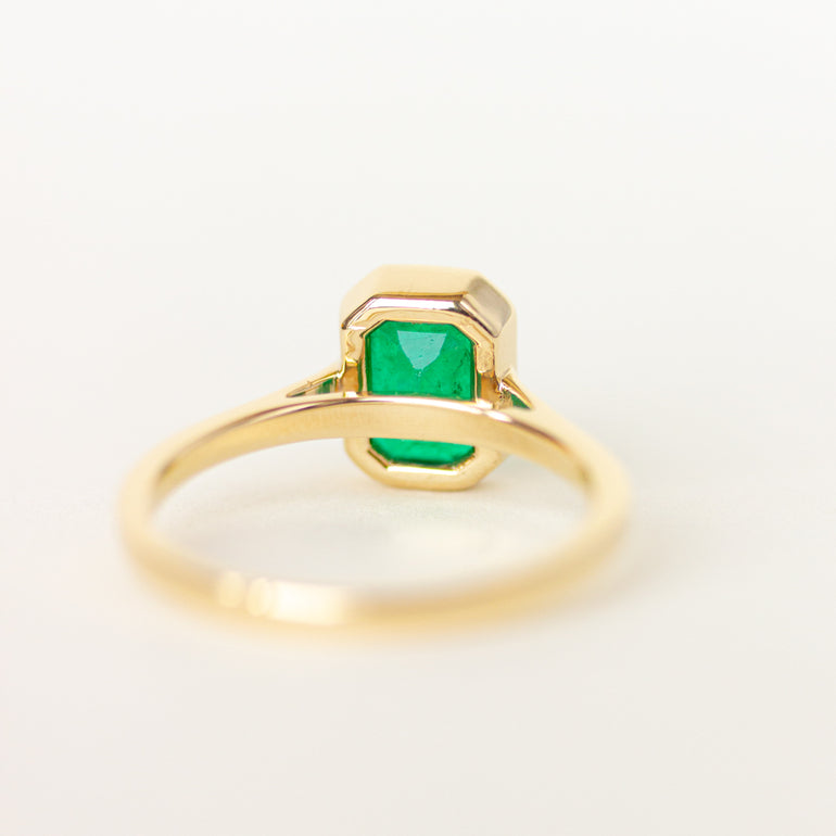 Bezel Set Emerald Engagement Ring