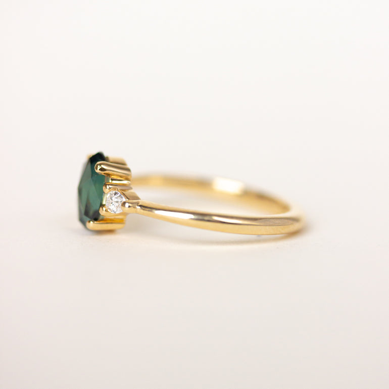 Sapphire Oval Engagement Ring With Pear Side Stones