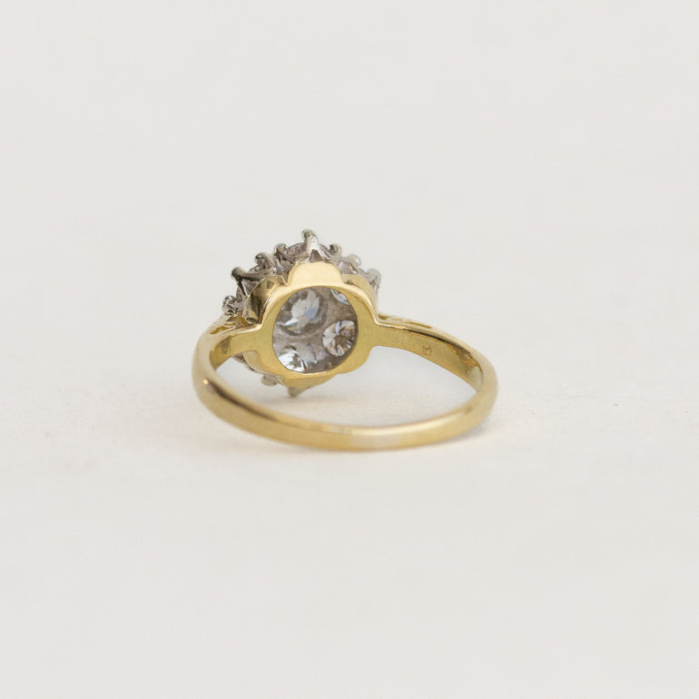 Vintage Round Diamond Cluster Engagement Ring
