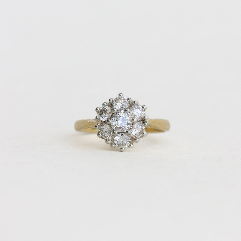 Vintage Round Diamond Cluster Engagement Ring
