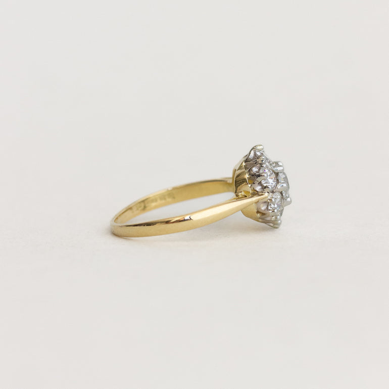 Vintage Round Diamond Cluster Engagement Ring