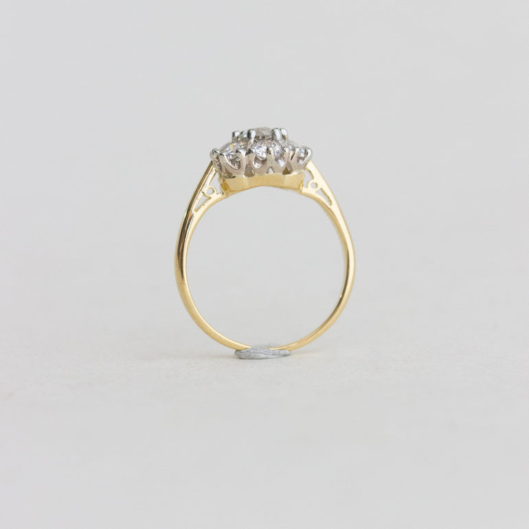 Vintage Round Diamond Cluster Engagement Ring