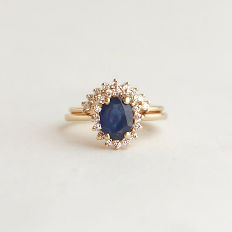 diamond contour band with sapphire band