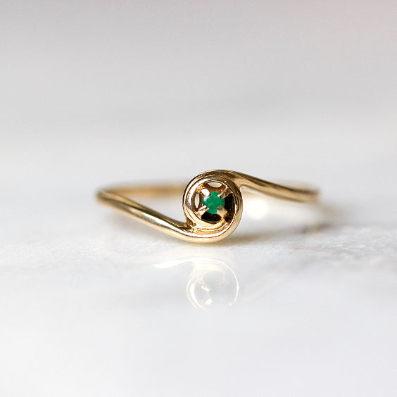 Dainty Emerald Vintage Engagement Ring The Welch Ring Evorden