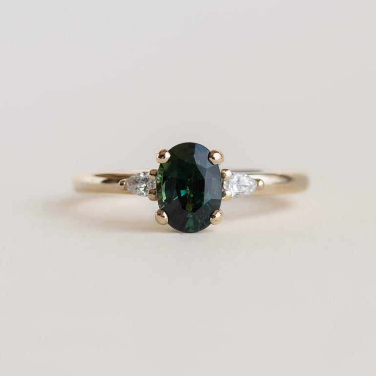 Forest Green Sapphire Engagement Ring