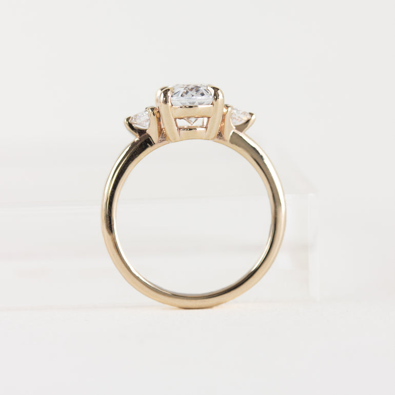 White Sapphire Three Stone Engagement Ring