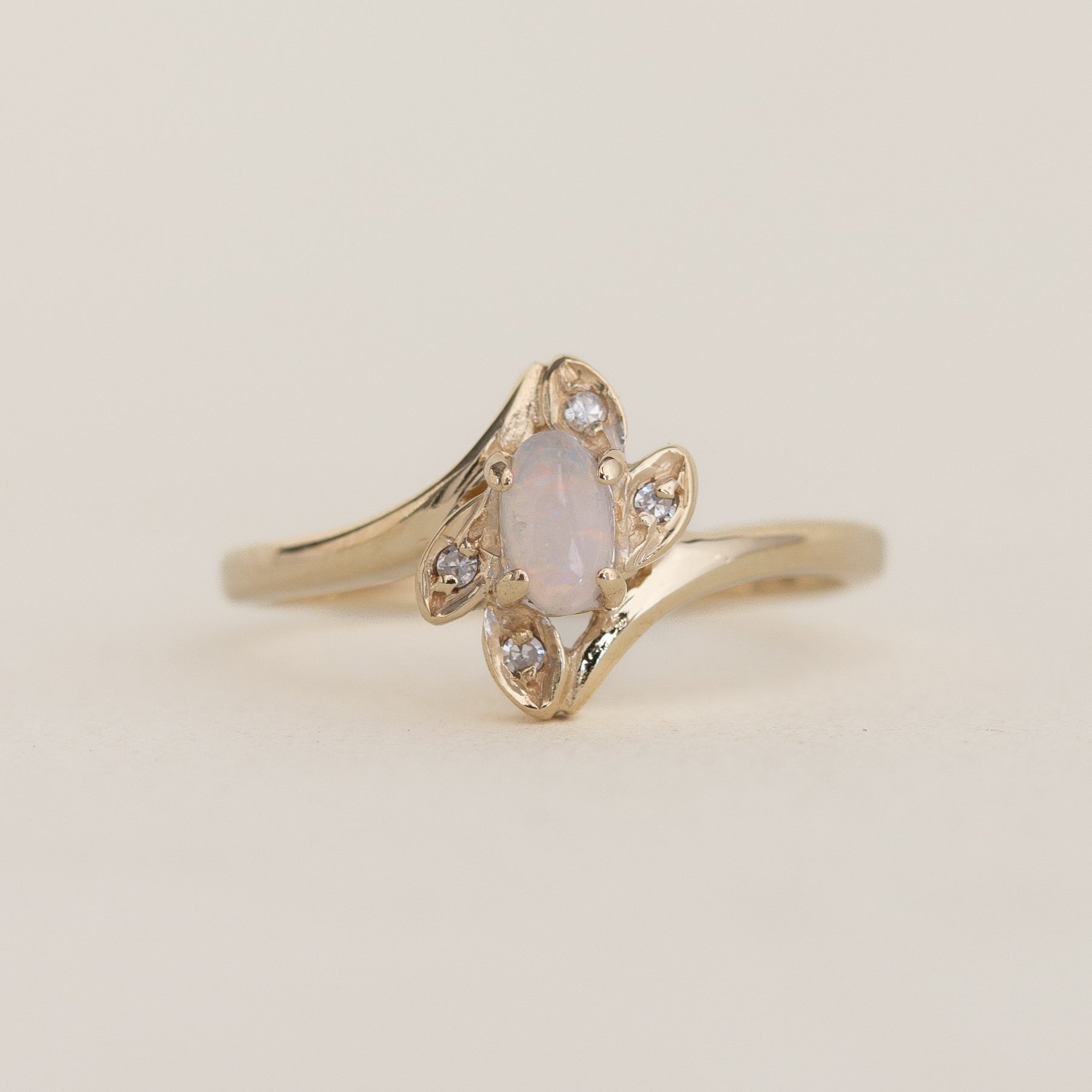 Vintage Opal & Diamond Bypass Ring