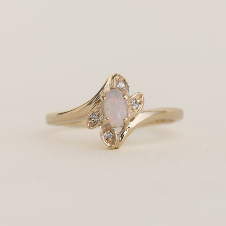 Vintage Opal & Diamond Bypass Ring