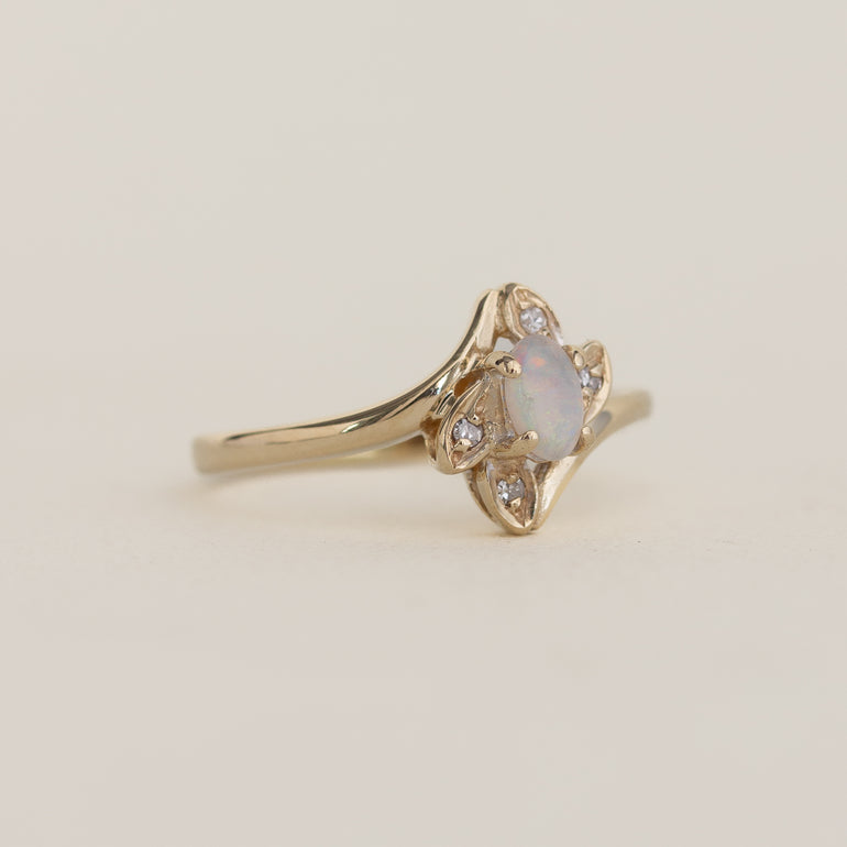 Vintage Opal & Diamond Bypass Ring