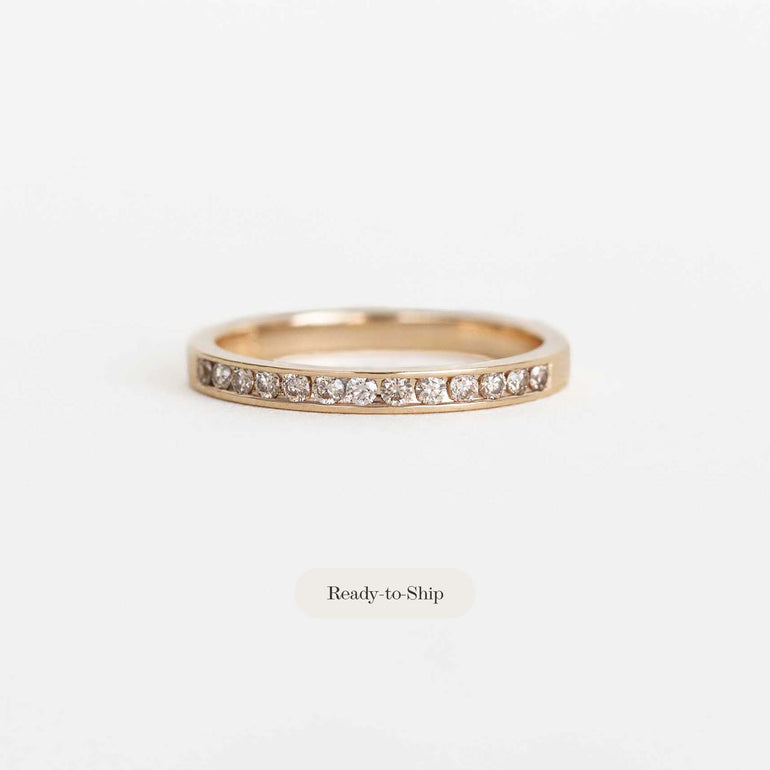 Yellow Gold Band with Champagne Diamonds