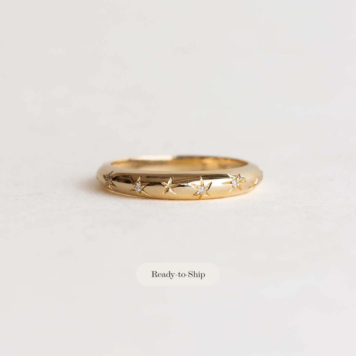 star set domed wedding band