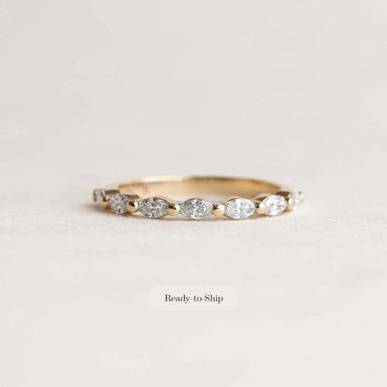 Marquise diamond wedding band