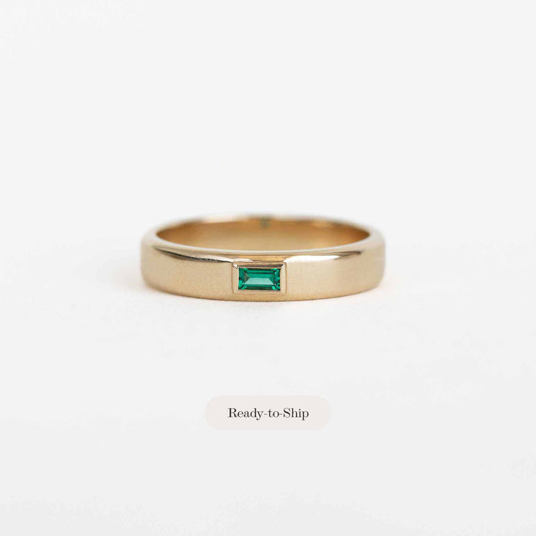 Gold Band with Baguette Lab Diamond