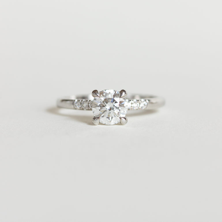 Round Solitaire Ring with Pave Band