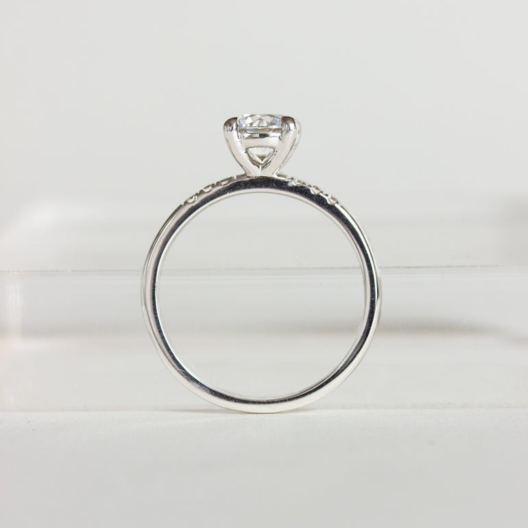 Round Solitaire Ring with Pave Band