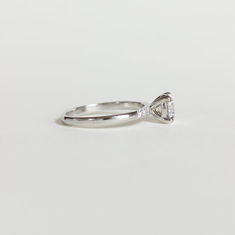 Round Solitaire Ring with Pave Band