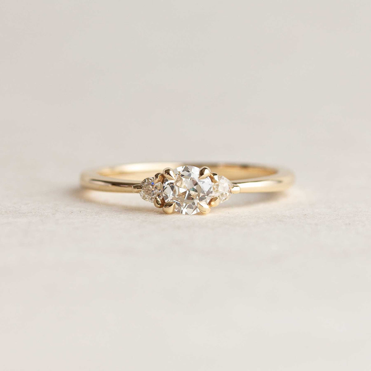 Three Stone Ring with Old European Cut Diamonds