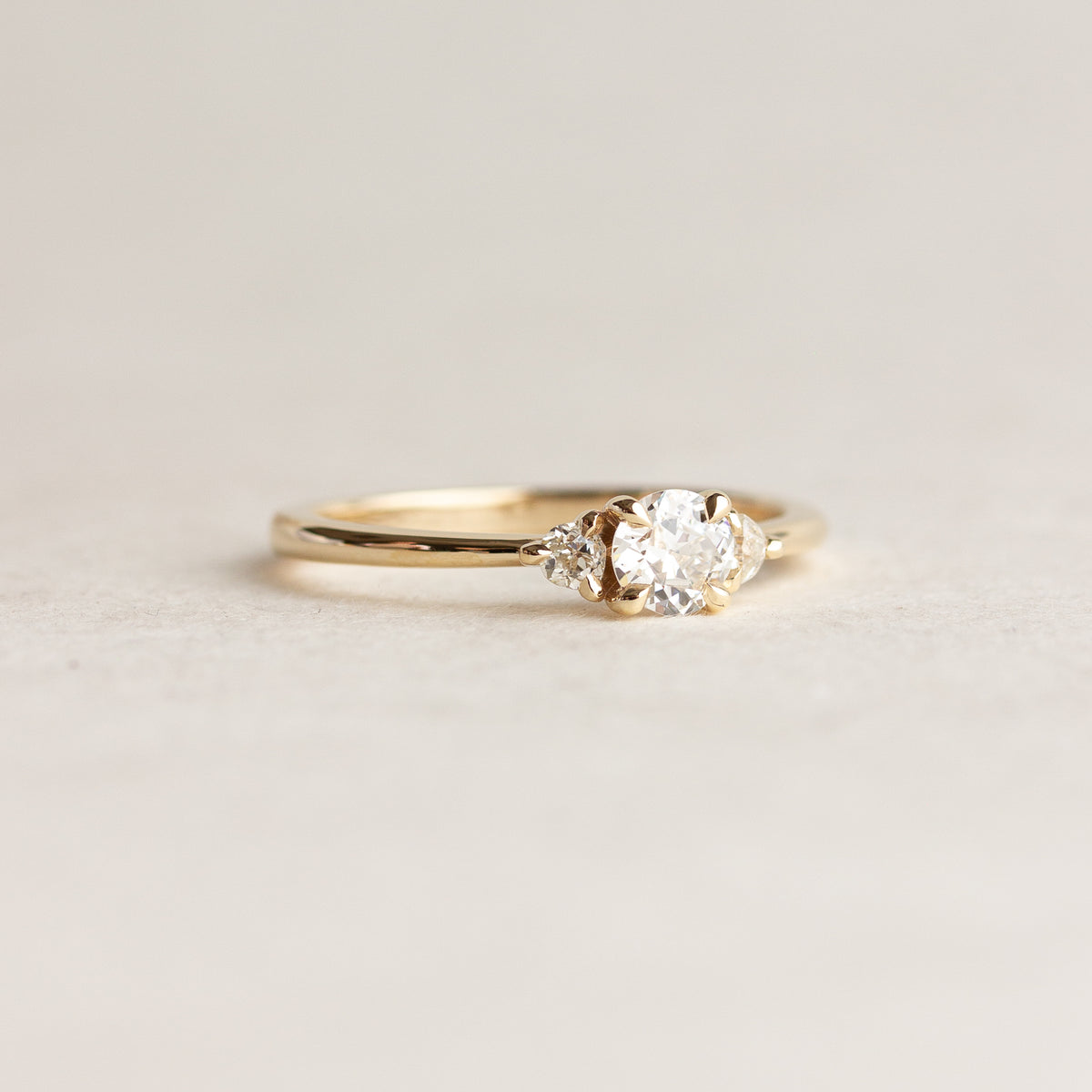 Three Stone Ring with Old European Cut Diamonds