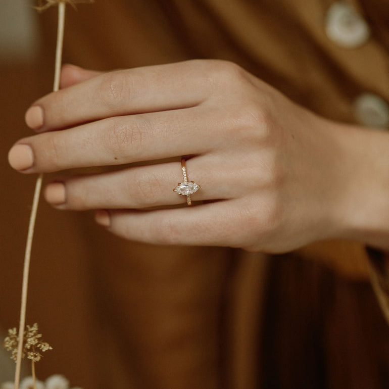 Marquise Moissanite Engagement Ring