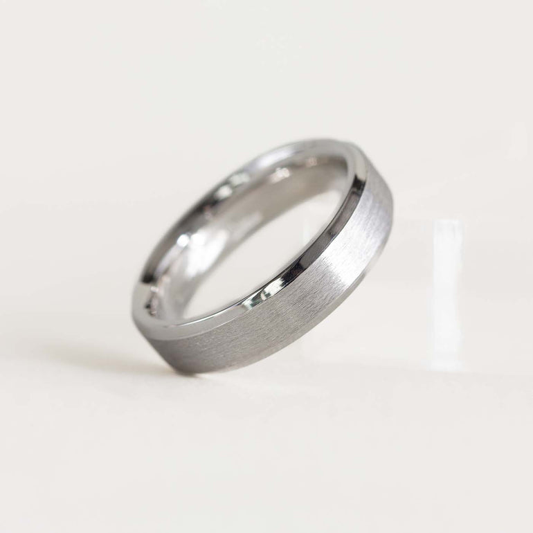 Platinum Satin Vintage Wedding Band