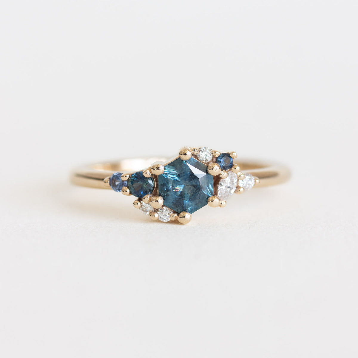 Blue Sapphire Cluster Ring