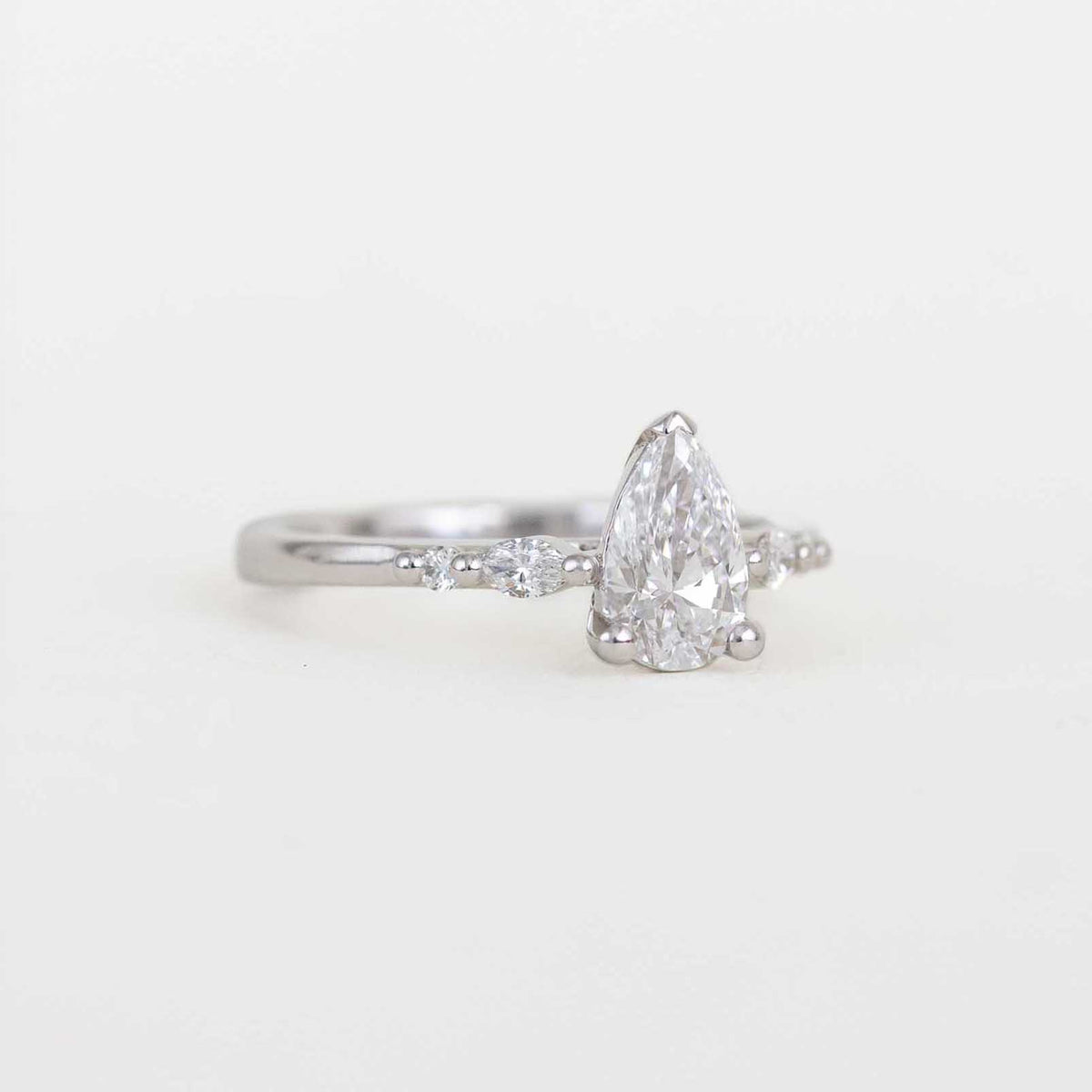 Pear Diamond Five Stone Engagement Ring