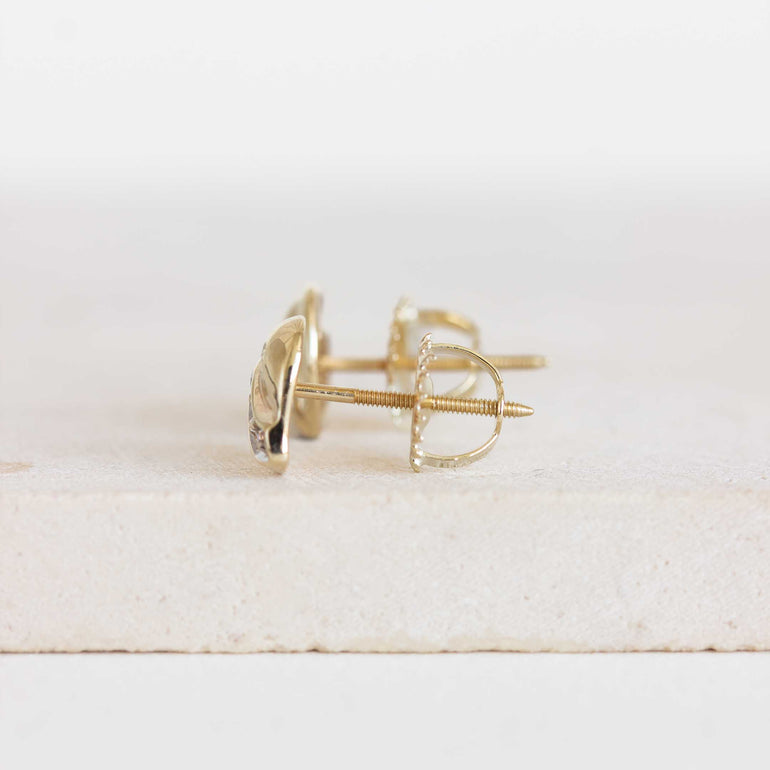Yellow Gold Heart-Shaped Earrings with Diamonds
