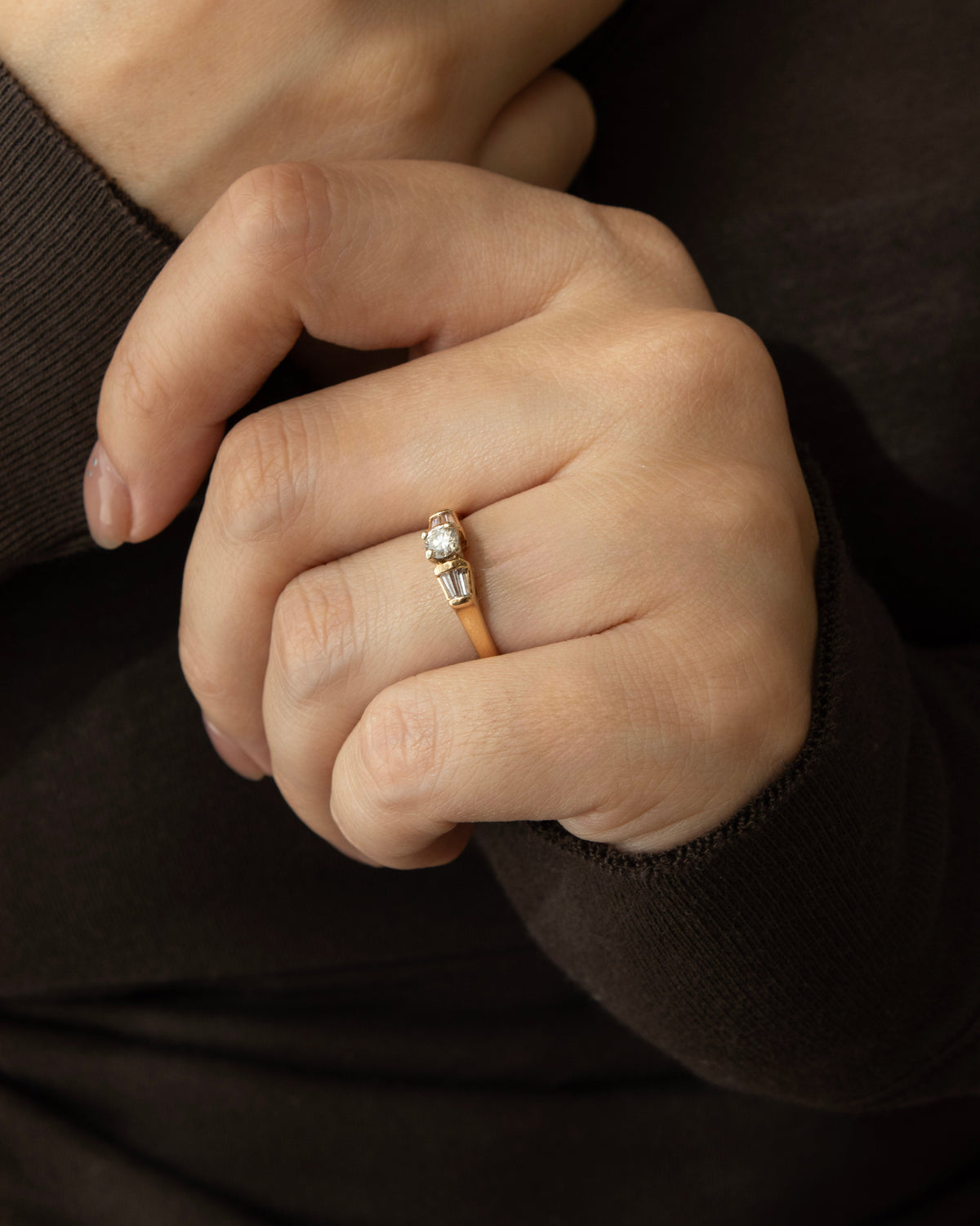 Diamond vintage ring with baguettes