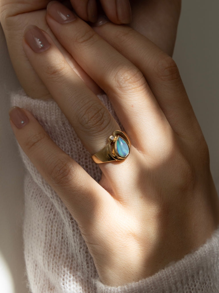 opal pear vintage ring
