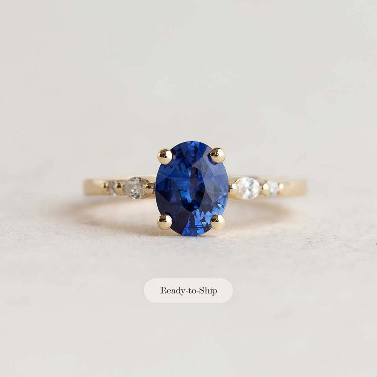 Oval Blue Sapphire Engagement Ring