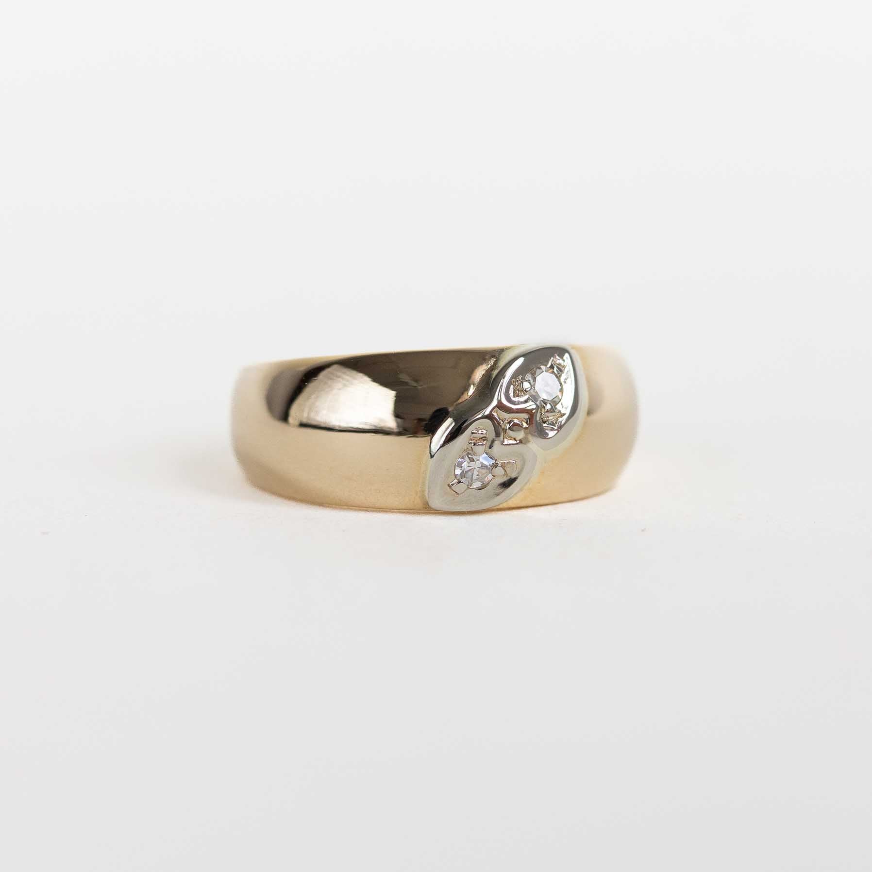 Yellow Gold Band with Bead-set Diamonds