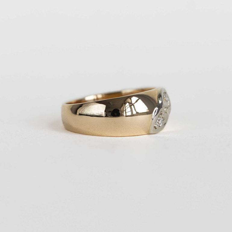 Yellow Gold Band with Bead-set Diamonds