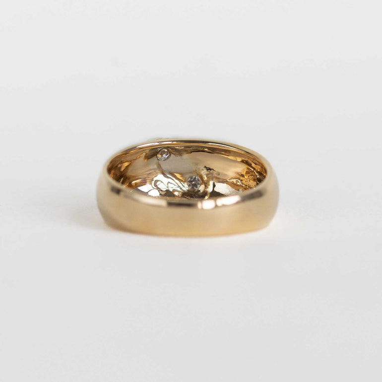 Yellow Gold Band with Bead-set Diamonds