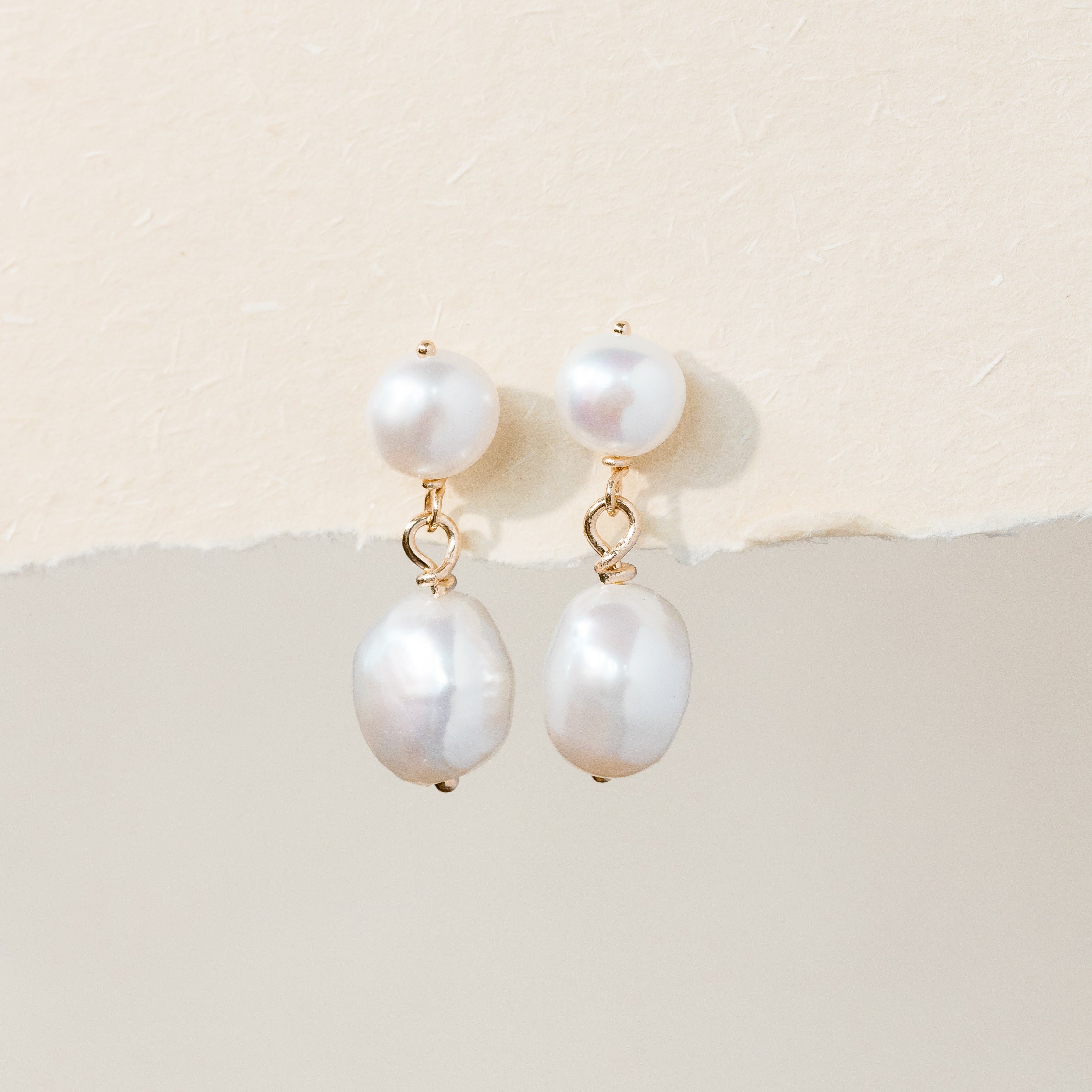 Double Pearl Drop Earrings